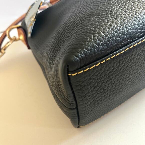 DOONEY & BOURKE Dillen Satchel, Black and Brown Leather Crossbody, + Bag Scarf! - Picture 11 of 15